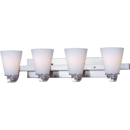 Conical 4-Light 26.25 Wide Satin Nickel Vanity Light